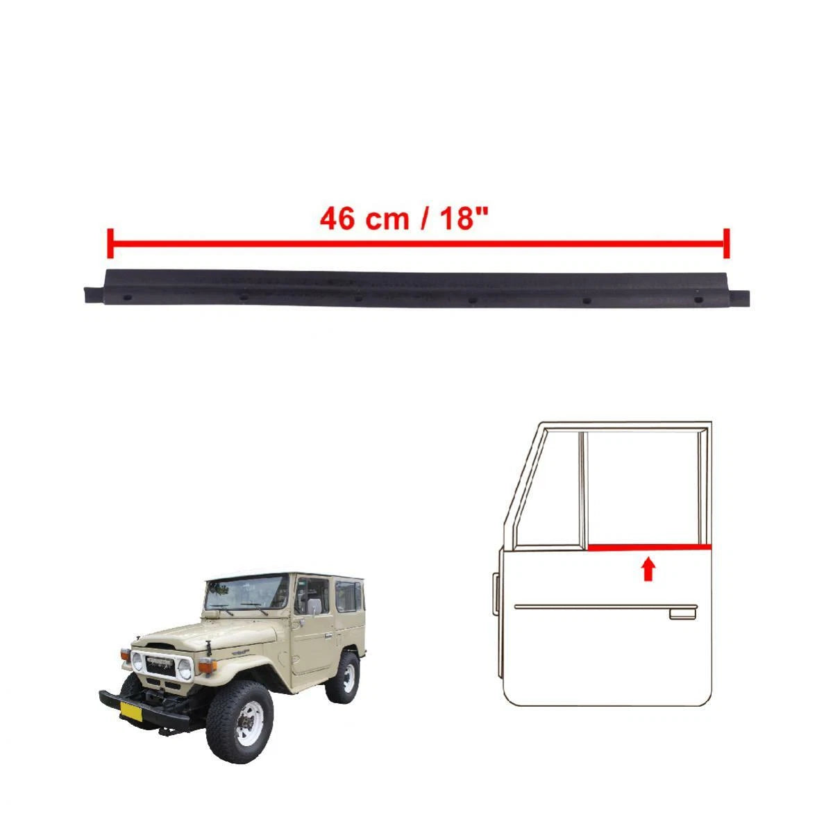 2x Weatherstrip Door Belt Outer Rubber Fits Toyota Land Cruiser FJ40 1969-80 DE