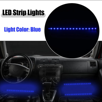 10pcs 30cm Interior LED Strip Light 12V Flexible for Cars/Motorcycles Blue Light