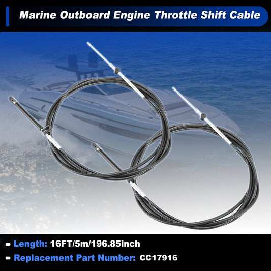 2 x GEN1 Boat Outboard Throttle Shift Cable Black for Mercury Engine CC179