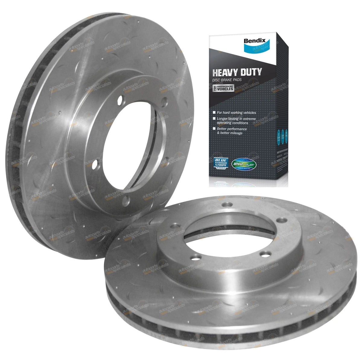2 x Front Drilled Slotted Rotors Pads for Landcruiser 76-79 Series