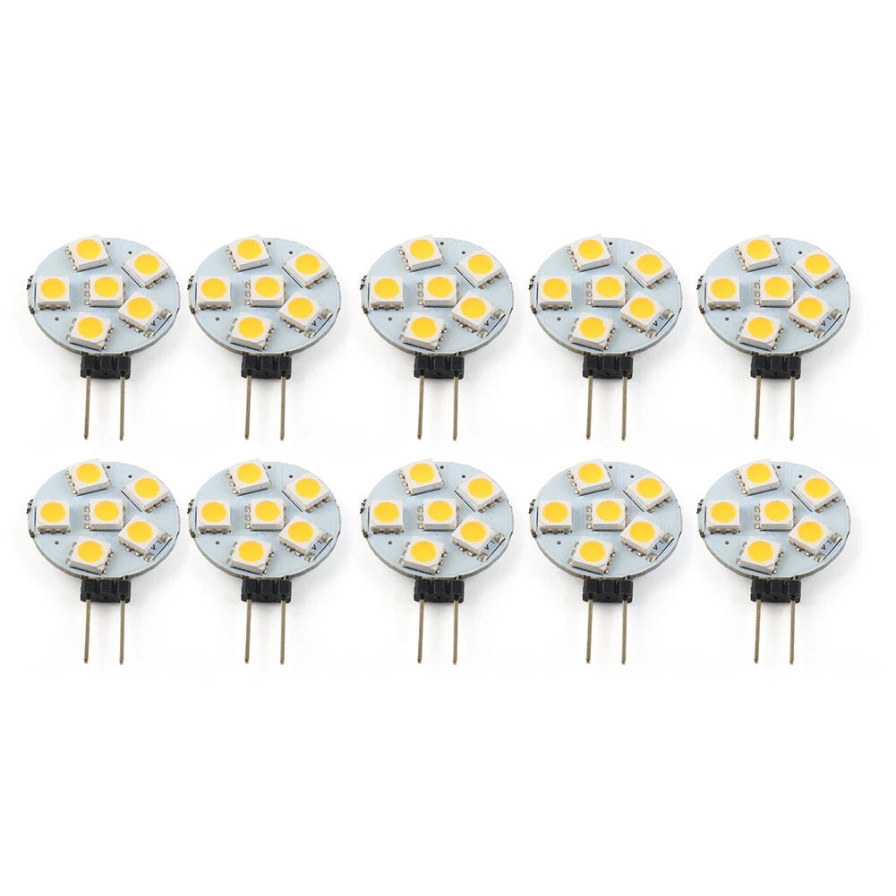 10 x DC12V G4 5050 SMD 6 LED Bulbs Warm White for Car