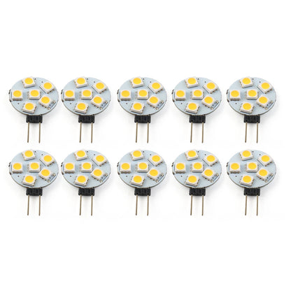 10 x DC12V G4 5050 SMD 6 LED Bulbs Warm White for Car