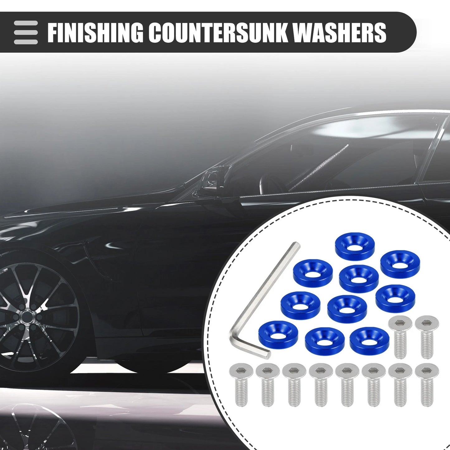 1 x Finishing Countersunk Washers Dress Up Tool for Car Motorcycle Blue
