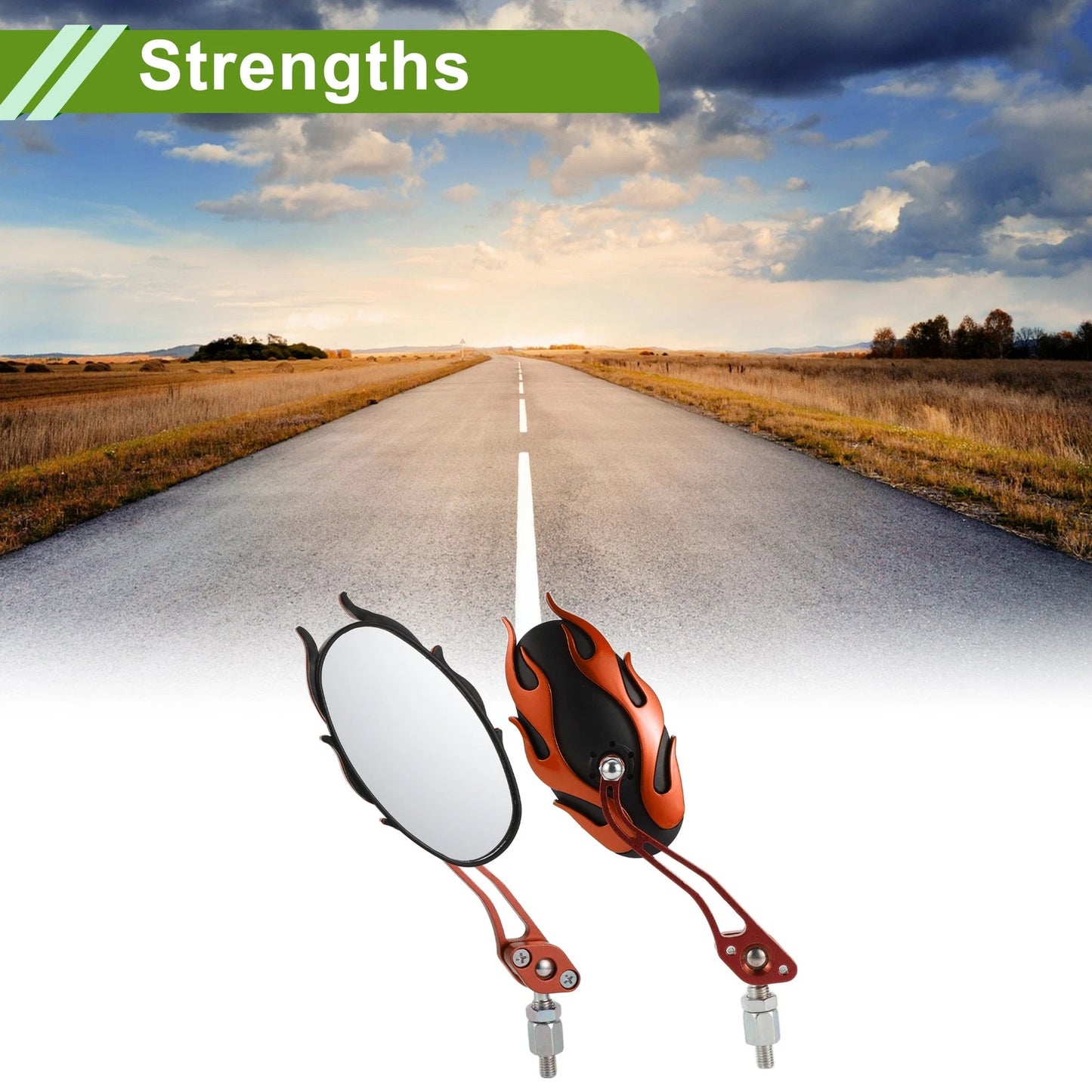M8/M10 1set Motorcycle Rear View Mirrors Oval Shape Orange Aluminum Alloy for All Models