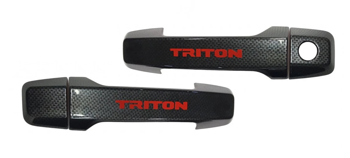 2 x Door Catch Handle Cover Trim Carbon for Mitsubishi L200 Triton (2024-2025)