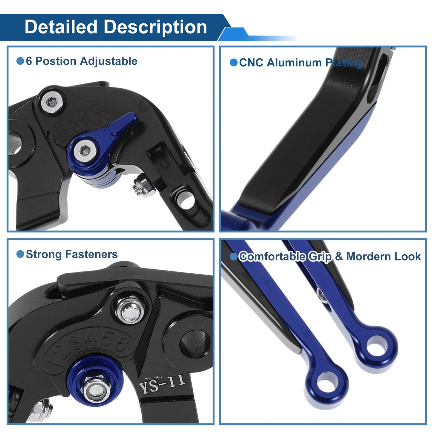 Adjustable Brake Clutch Levers for Honda X11 (1999-2002) Black Blue