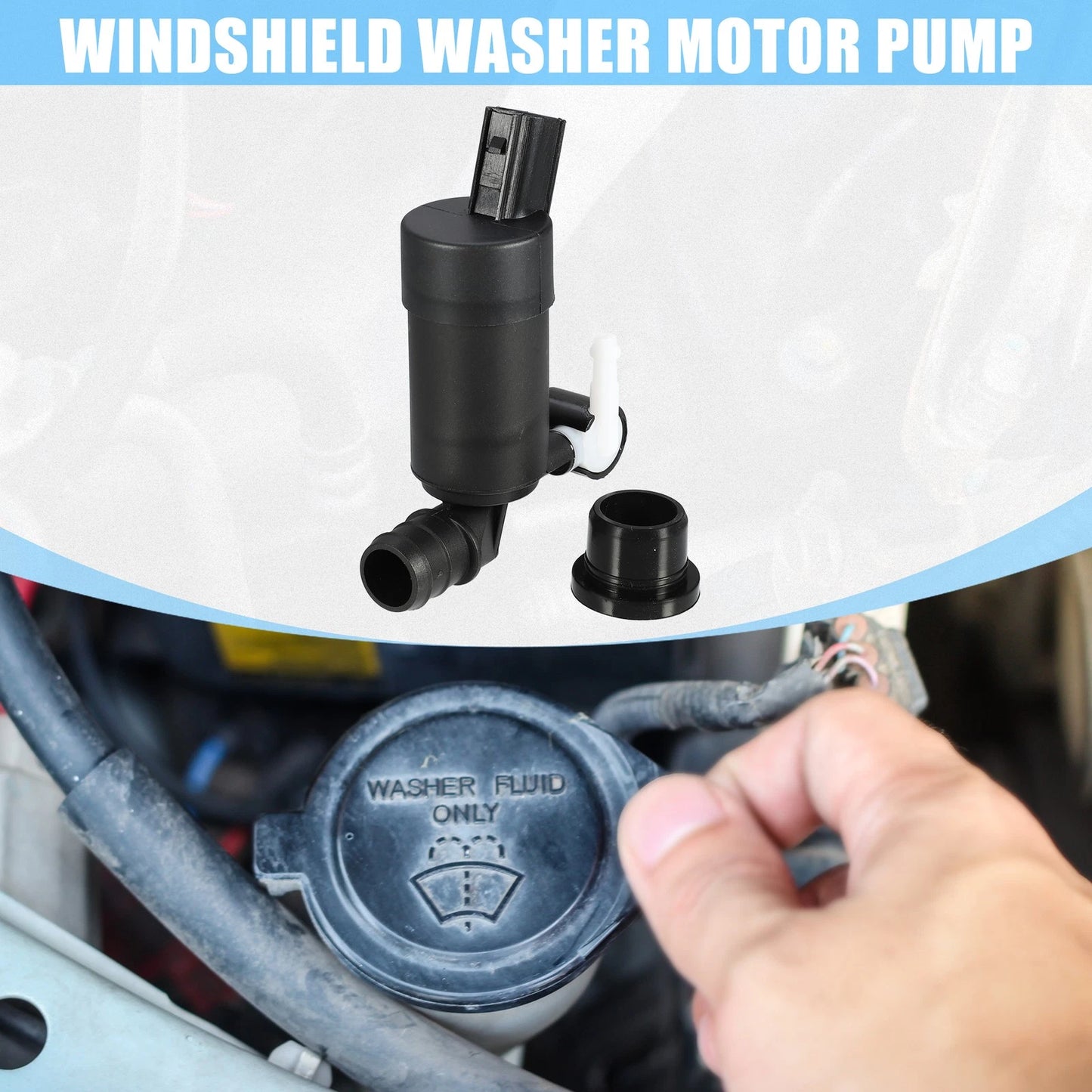 Windshield Washer Motor Pump for Ford Focus (2012-2018) - Black 1 x Unit