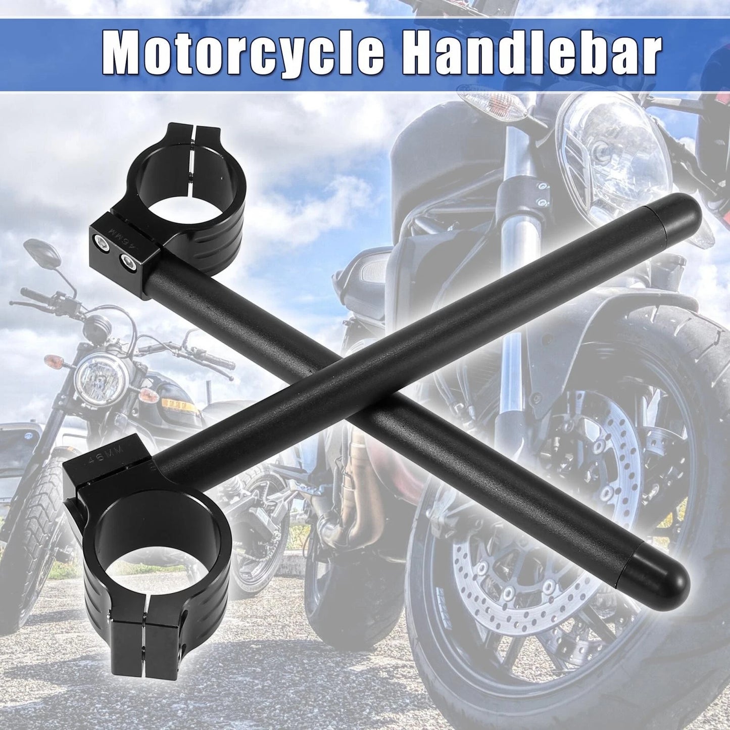 1 Pair 46mm Handlebar Clip Ons for Motorcycle Black