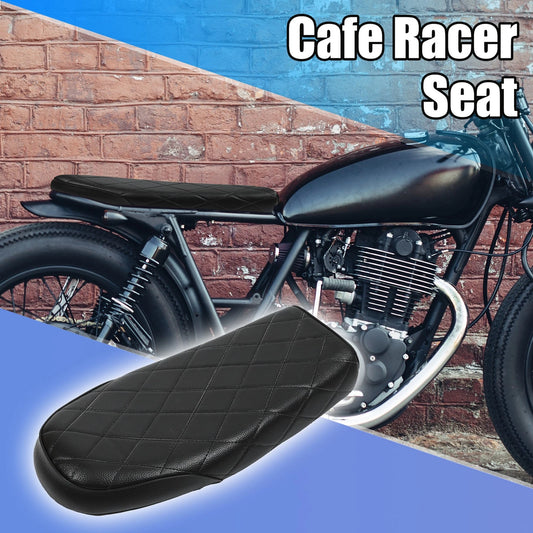 1 x Set Vintage Cafe Racer Seat Retro Cushion PU Leather Black for Motorcycle