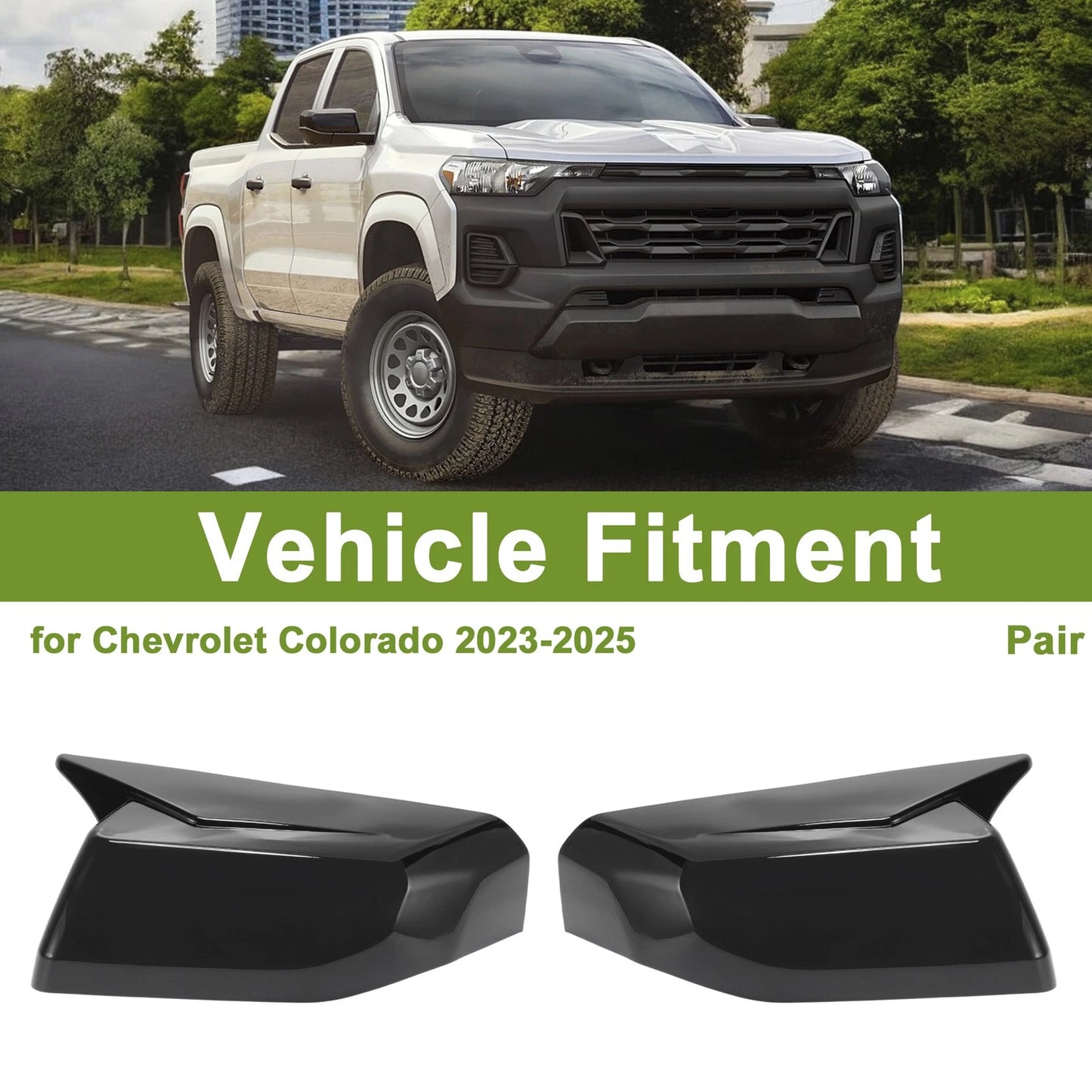 1 Pair Mirror Cover Cap Gloss Black for Chevrolet Colorado (2023 - 2025)