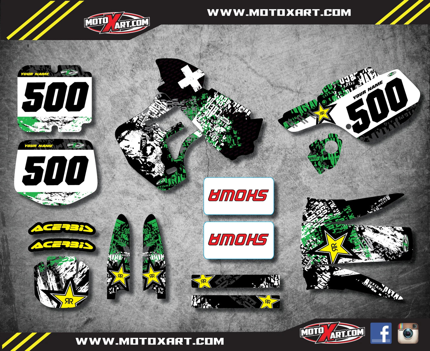 Custom Graphic Kit for Kawasaki KX 500 (1989-2004) - GRAFFITI Style Stickers