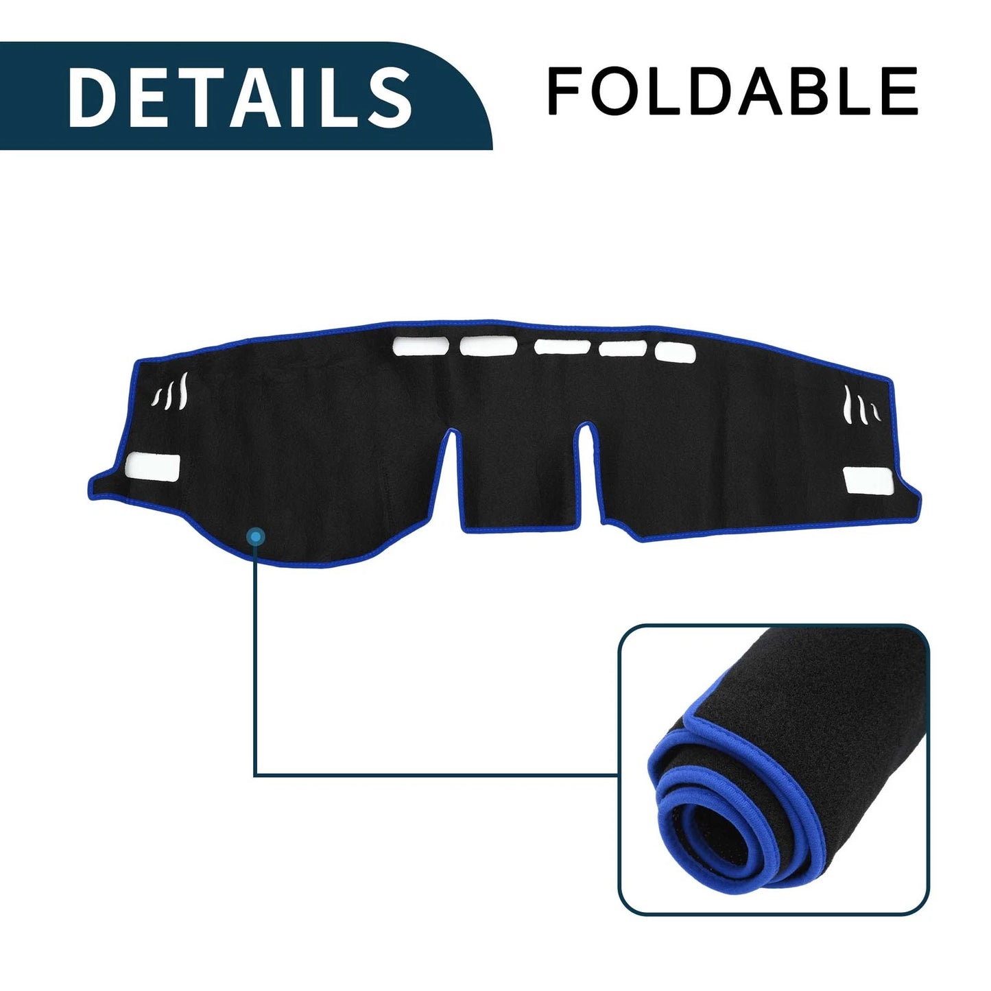 Dashboard Cover Mat for TOYOTA RAIZE A200A (2020-2023) - Black Blue 1 Set