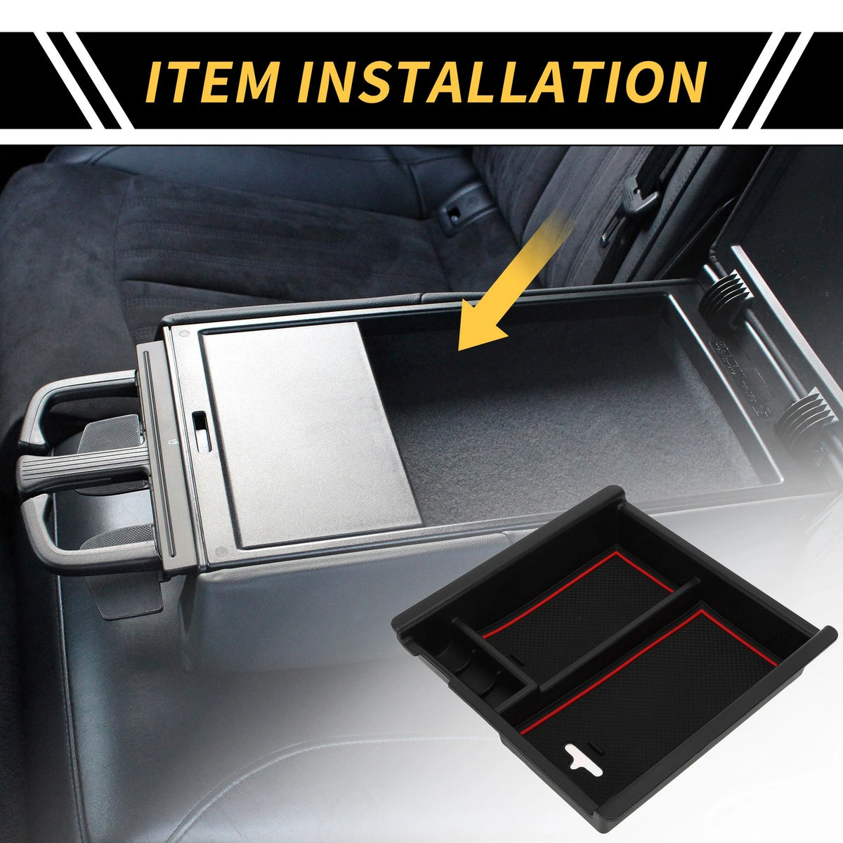 Center Console Organizer Insert Tray for Toyota Tacoma Black Red (2016–2021)