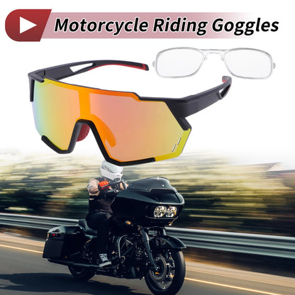 Goggles Red Lens Black Frame PC Cycling Sunglasses for Motorcycle