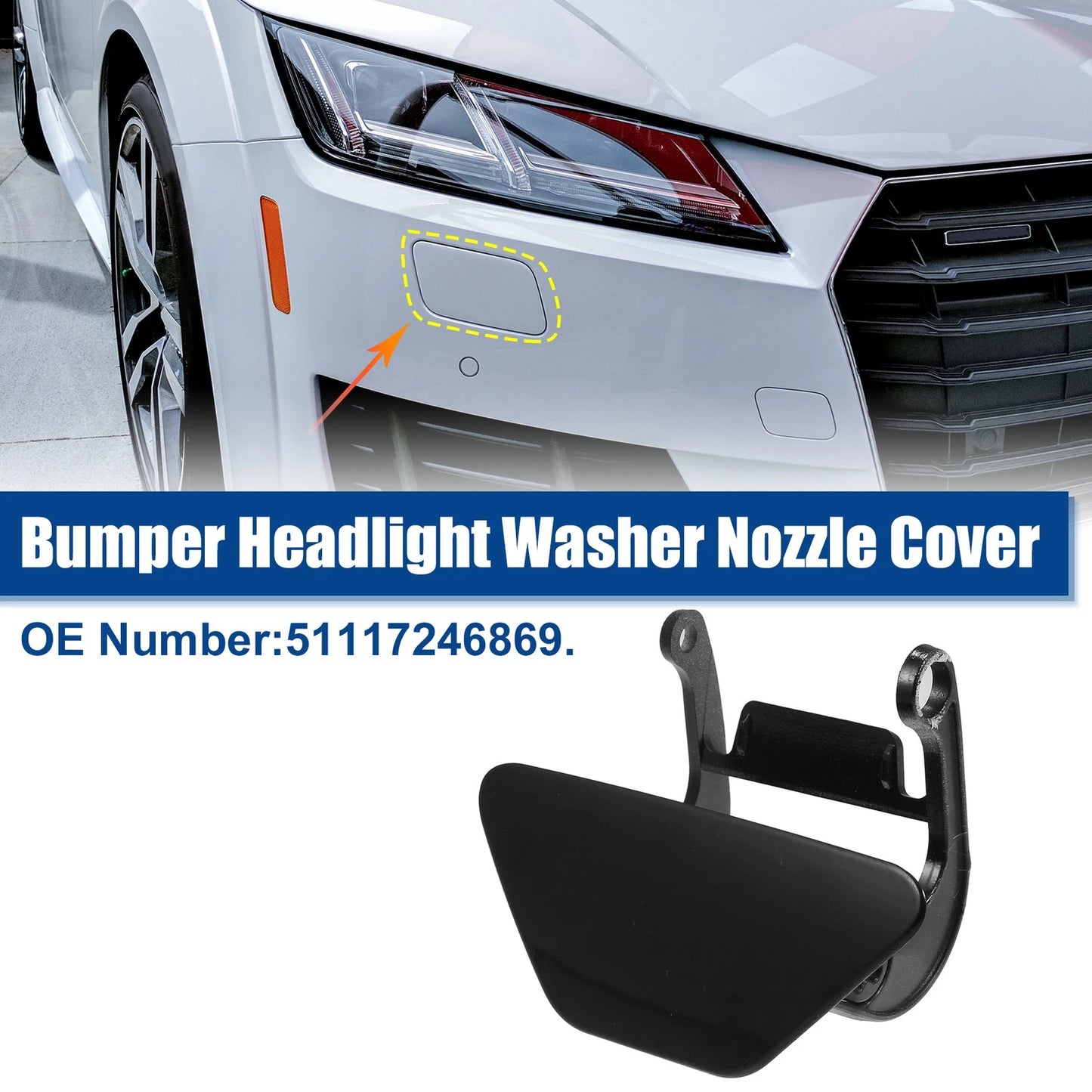 Left Headlight Washer Spray Nozzle Cover Cap for BMW 5 Series F10 Black