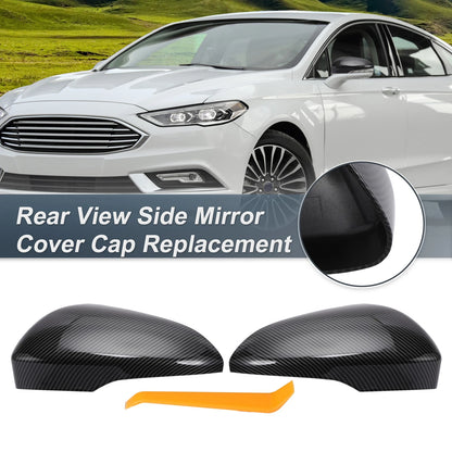 Rearview Mirror Cover Cap  Black Carbon Fiber for Ford Fusion (2013-2019)