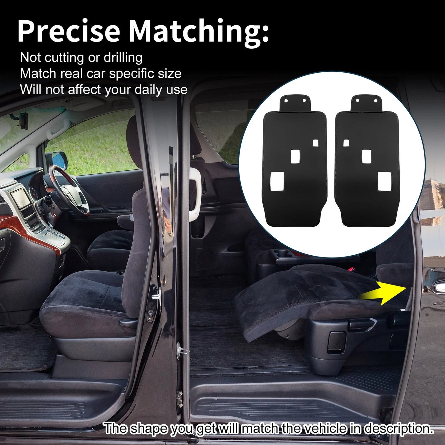 Car Door Anti Kick Pad Sticker 2 x Black for Toyota Vellfire Alphard 40 Series