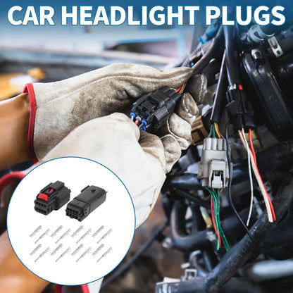 8 Pin Car Headlight Plugs 1Set Aluminum Alloy Black Beige for Buick & Chevy