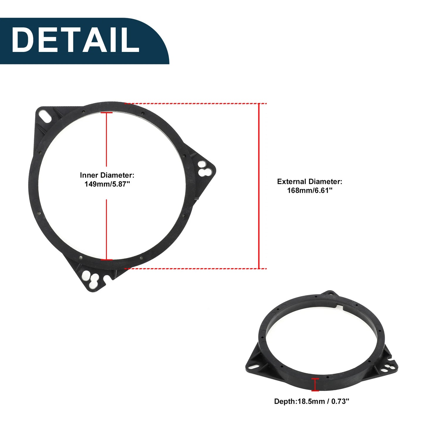 6.5" Speaker Spacer Adapter for Toyota  -  Tweeter Rings
