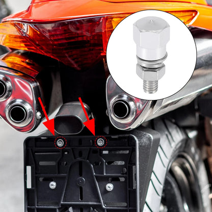 4pcs Universal Motorcycle License Plate Frame Bolts Screws Fasteners Silver Tone