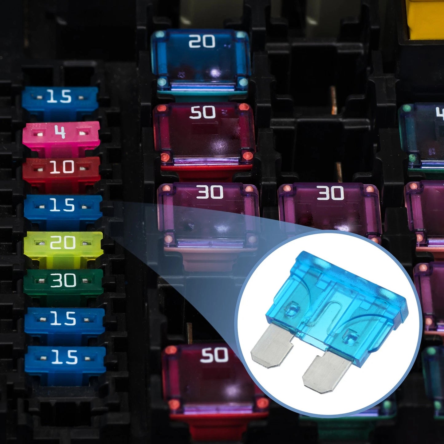 10pcs Blade Style Fuses 15A for Car Boat Truck SUV Motorcycle Blue