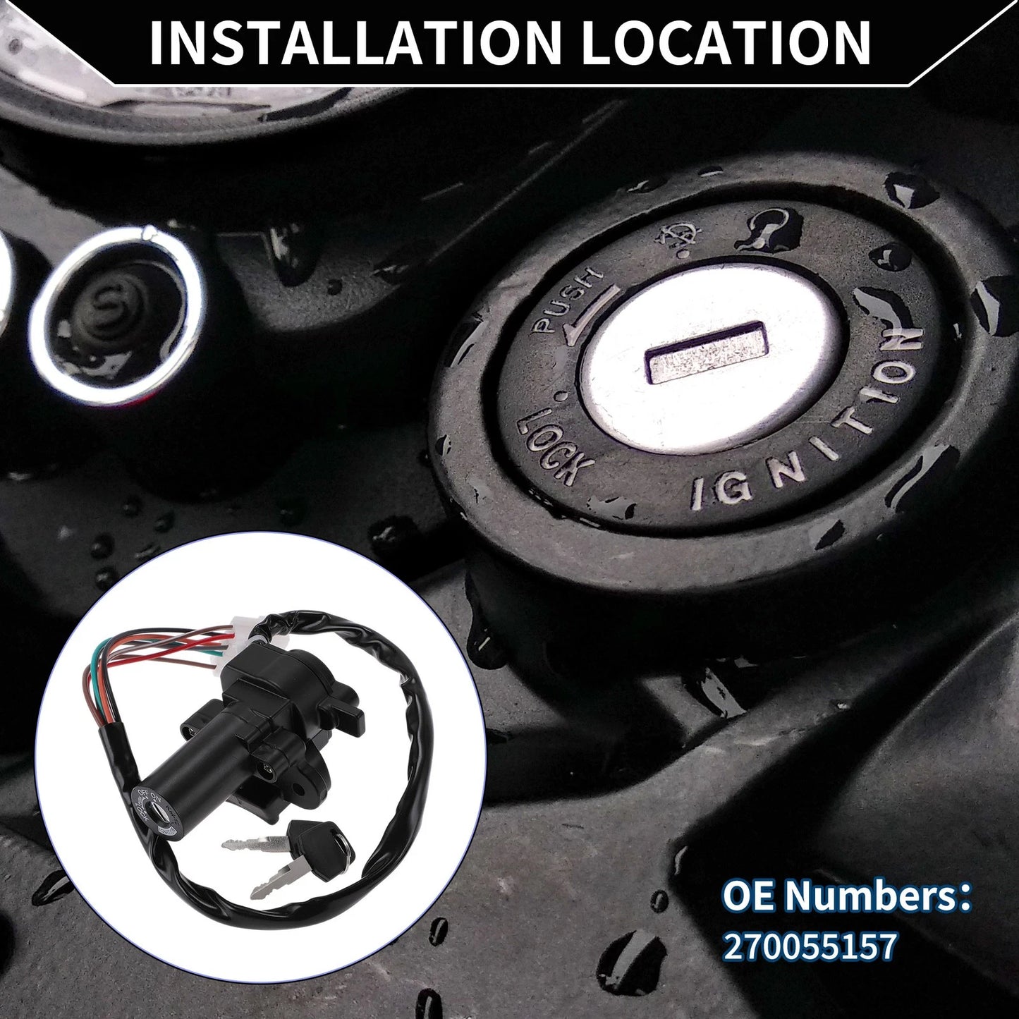 Ignition Key Switch 1 Set for Kawasaki EX250 Ninja 250 (2008–2014)