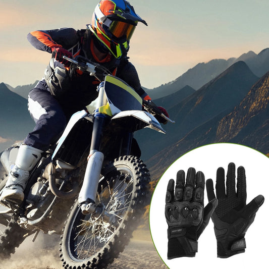 XXL Motorcycle Gloves Breathable Full Finger Goatskin Gloves Black 1 Pair