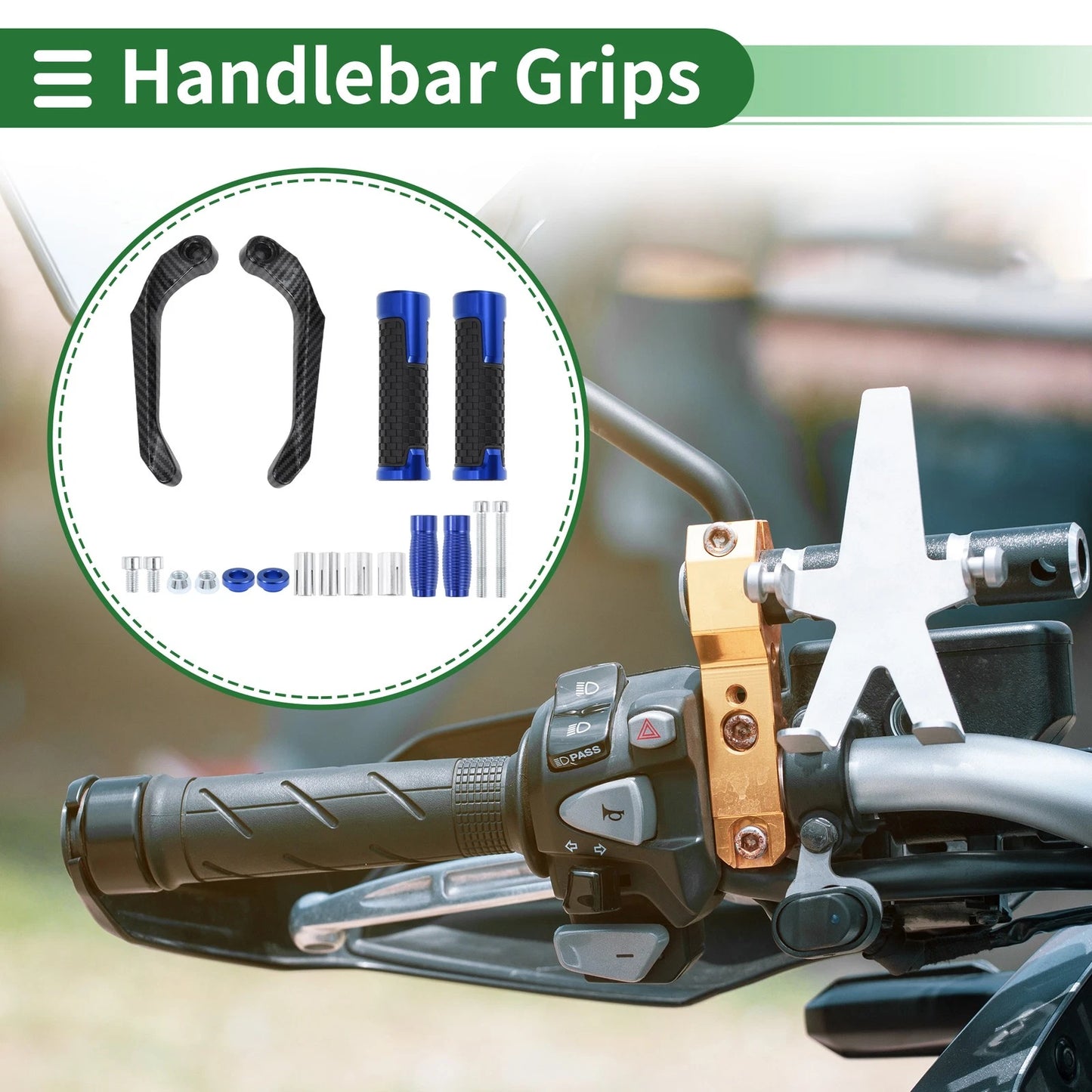 7/8 22mm Hand Grips Cover Kit for Motorcycle Rubber Blue