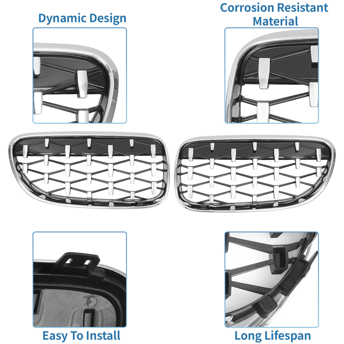 Front Hood Bumper Grille for BMW 335is 328i xDrive (2011-2013) - 1 Pair
