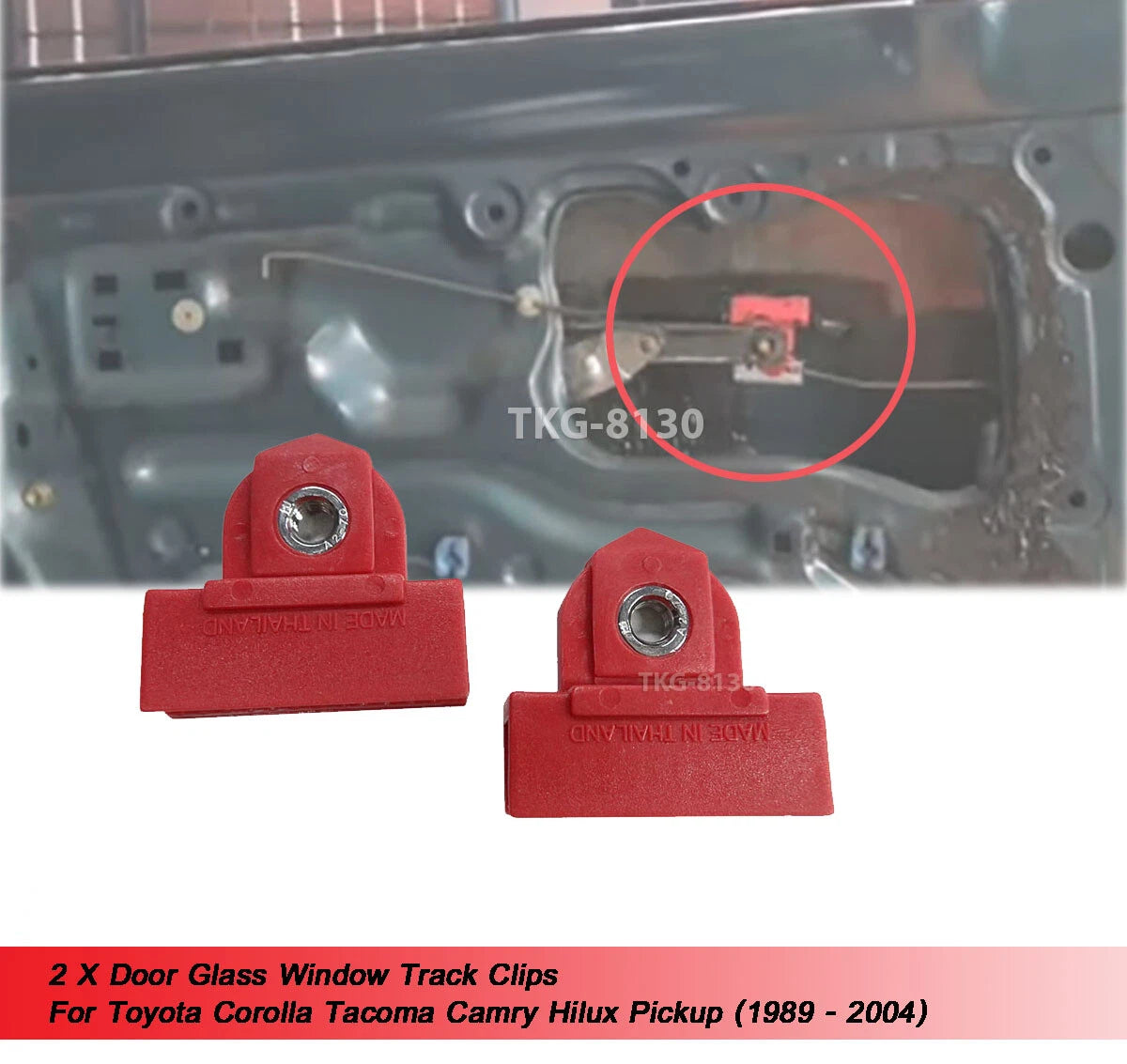 2 x Door Glass Window Track Clip for Toyota Corolla Camry Hilux (2000-2023)