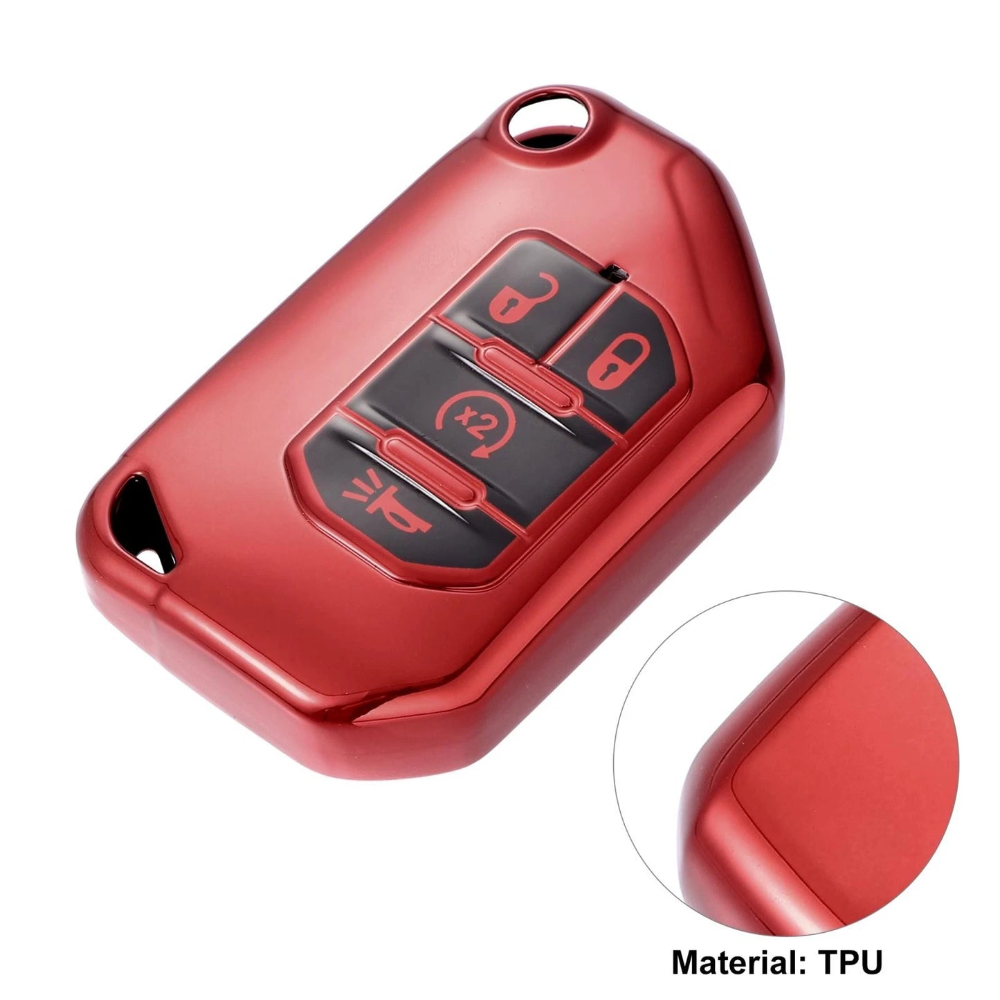 TPU Key Fob Cover Case for Jeep Wrangler JL Gladiator JT Rubicon (2018-2021)