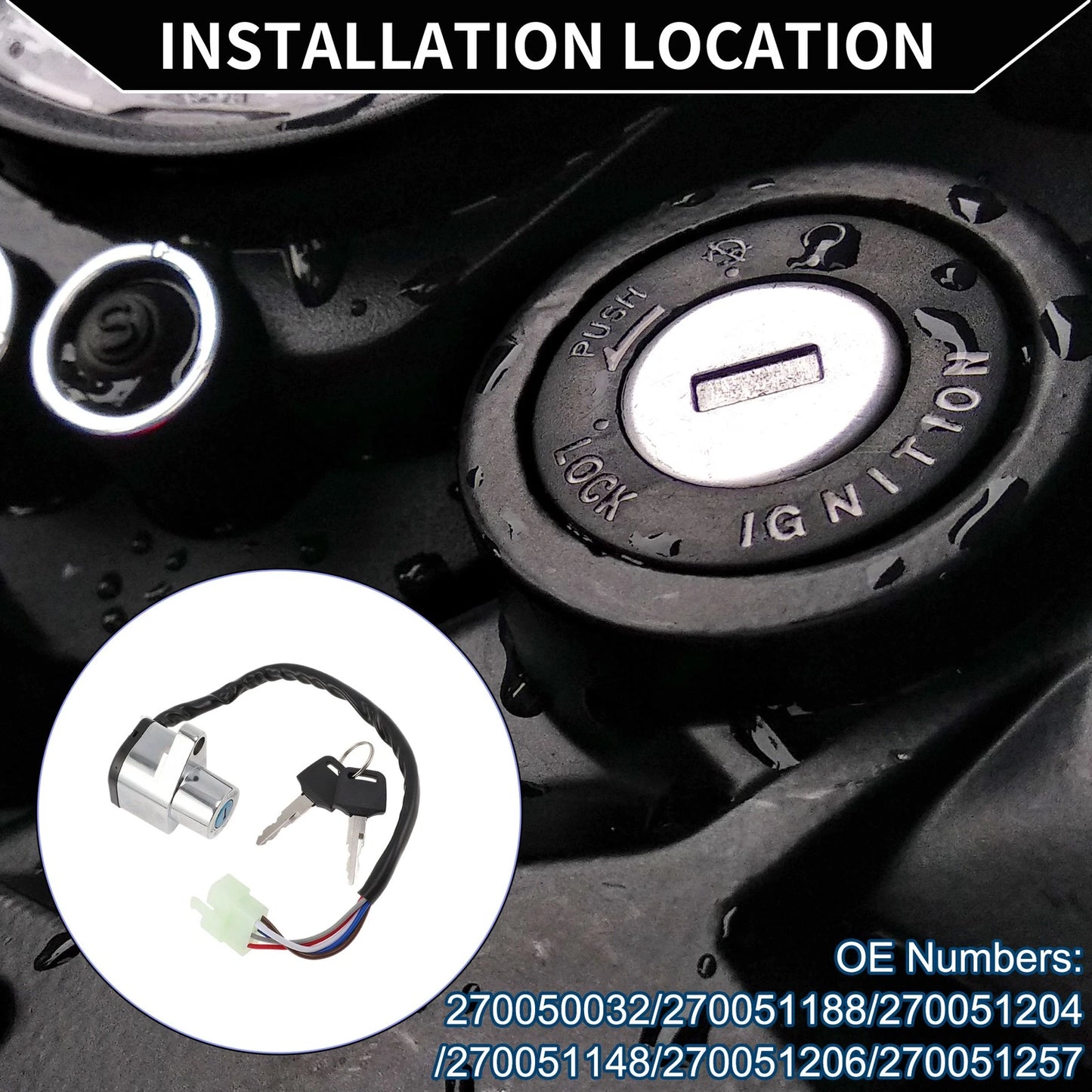 1x Ignition Key Switch for Kawasaki EN400 Vulcan 400 (1990–1993)