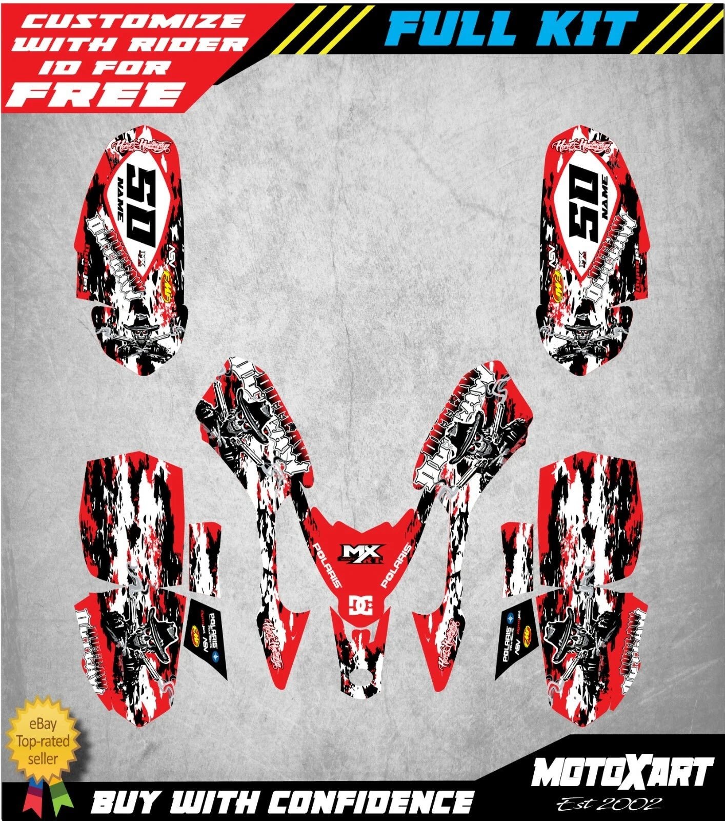 Outlaw Style Custom Graphics Kit for Polaris Predator 50 ATV (2003-2006)