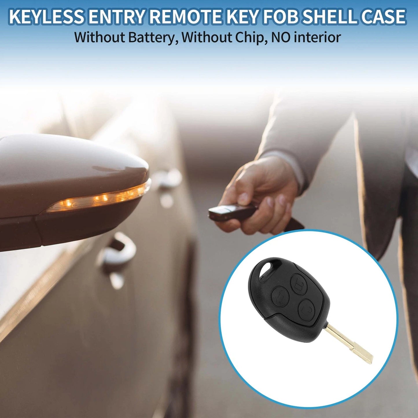 3 x Keyless Entry Remote Fob Key Shell Case for Ford C-Max (2003-2008)