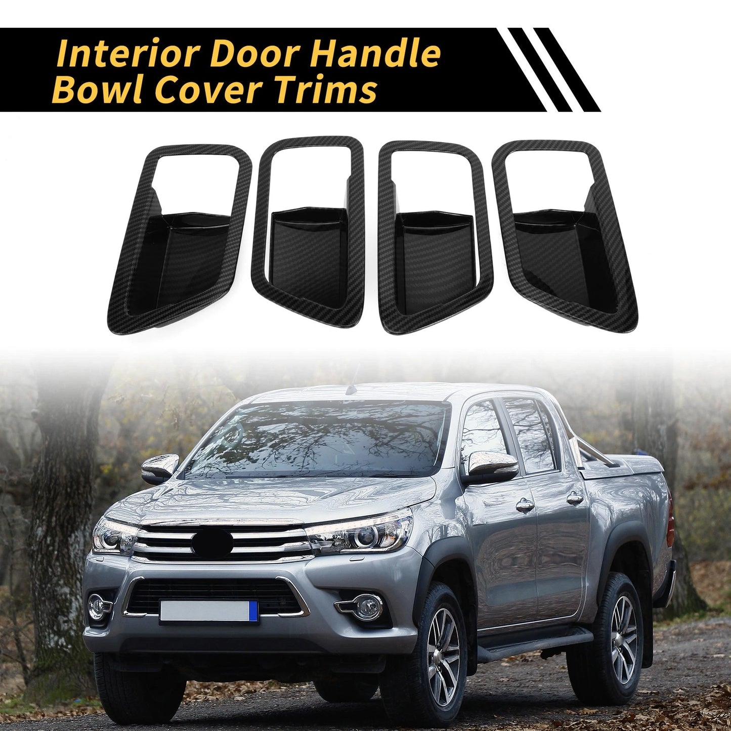 Carbon Fiber Interior Door Handle Bowl Covers for Toyota Tundra (2022-2024)