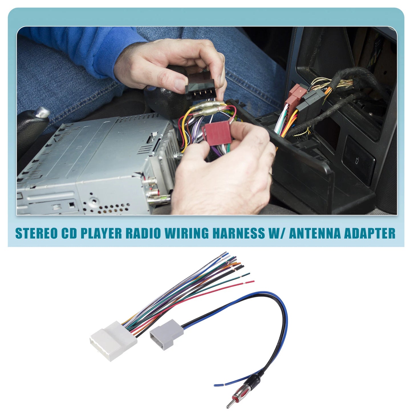 Set Car Stereo CD Player Radio Wiring Harness with Antenna Adapter for Nissan