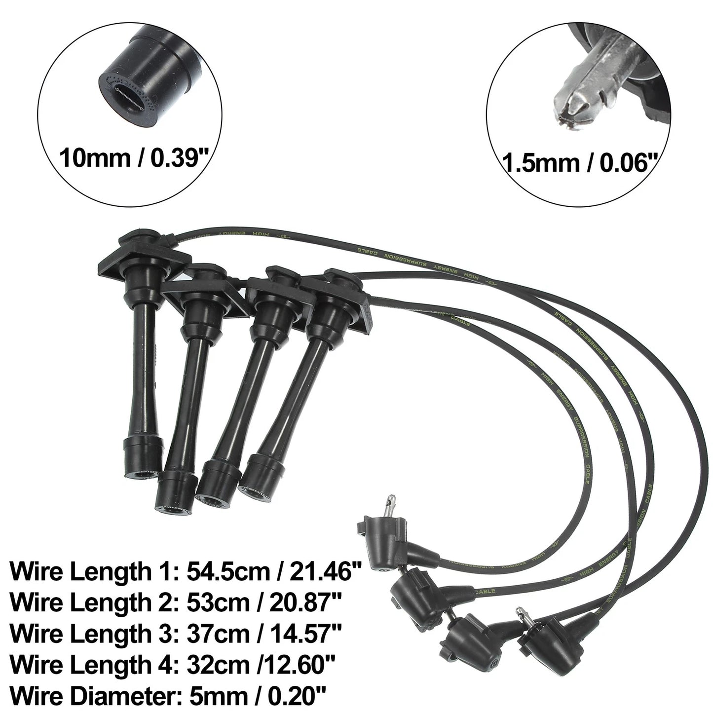4pcs Spark Plug Ignition Wires for Toyota Celica (1994-1997) Black