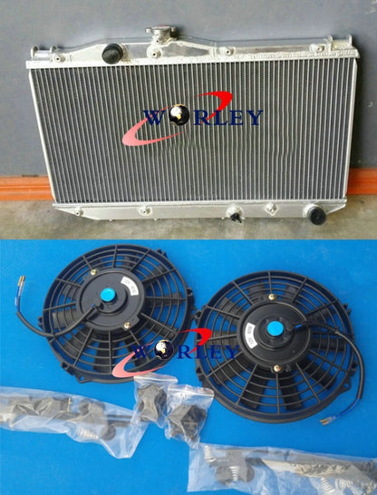 Aluminum Radiator + Fan for Toyota Camry SV20 SV21 SV22 1.8L 2.0L (87-92)