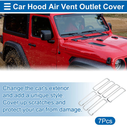 Hood Air Outlet Vent Cover Trim for Jeep Gladiator JT (2020-2024) 7 x ABS Silver
