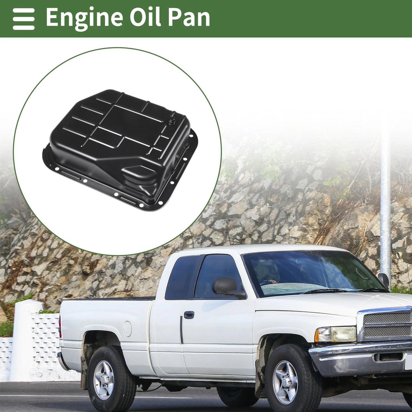 Engine Oil Pan for Dodge Ram 1500 (1996 - 2001) Iron Black