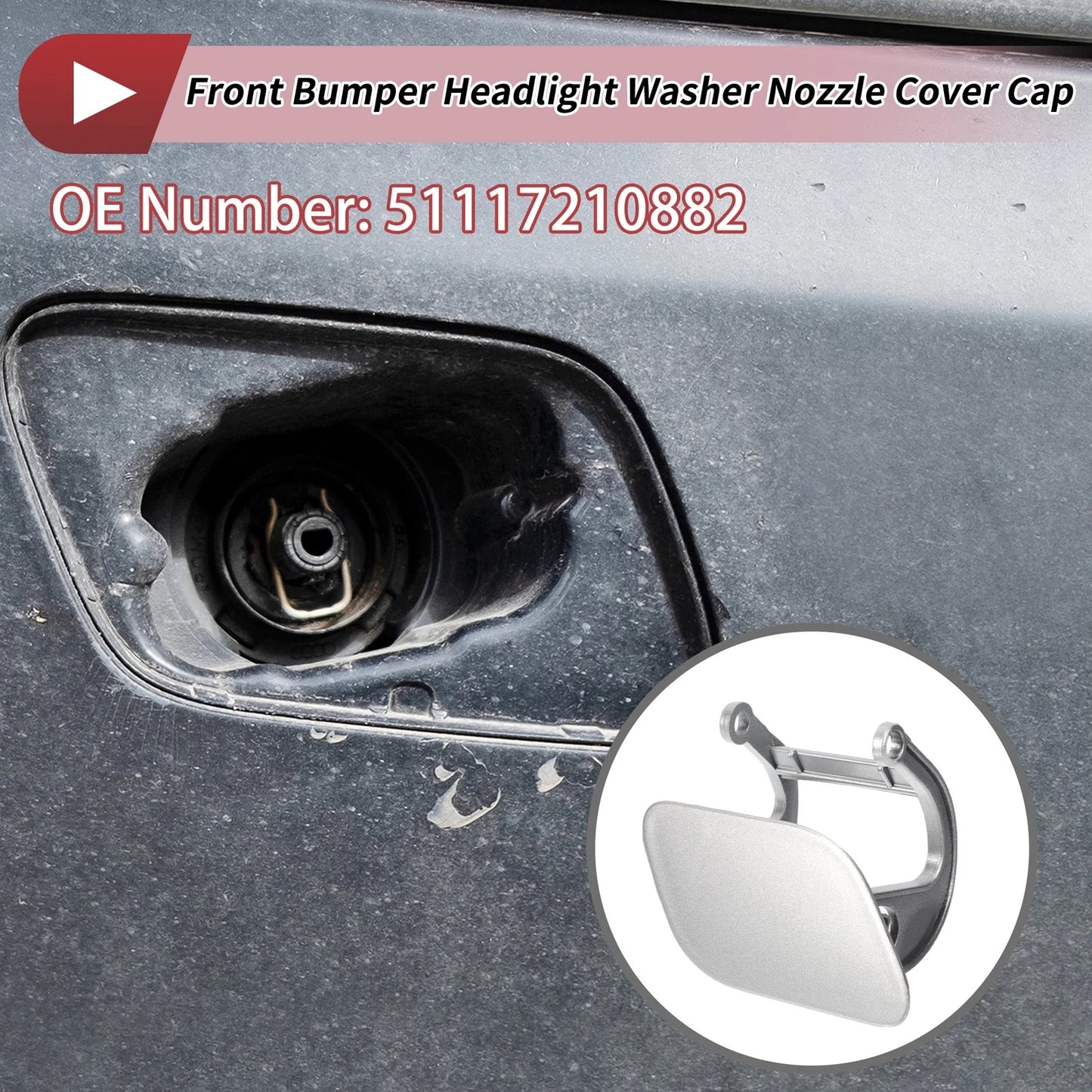 Front Right Washer Nozzle Cover Cap for BMW 740i Silver Tone