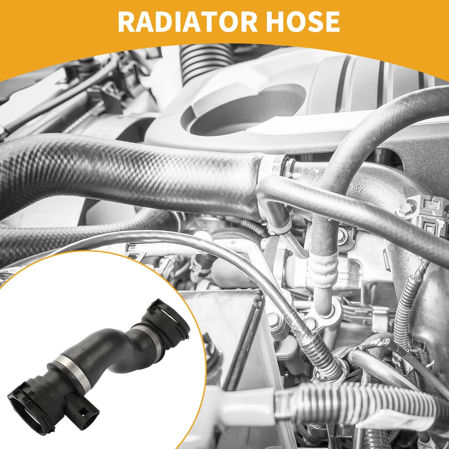 Radiator Hose for BMW 5 Series 2002-2010 2 x Rubber Black