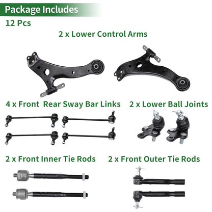 12 x Front Suspension Kit Lower Control Arms for Toyota Camry (2007-2011)