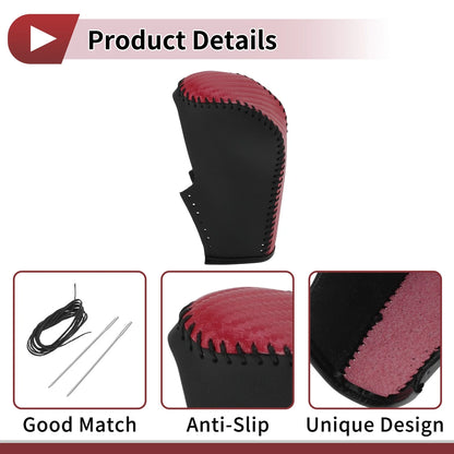 Gear Shift Knob Cover for BMW 3 Series E90 2004-2012 Black Red Faux Leather