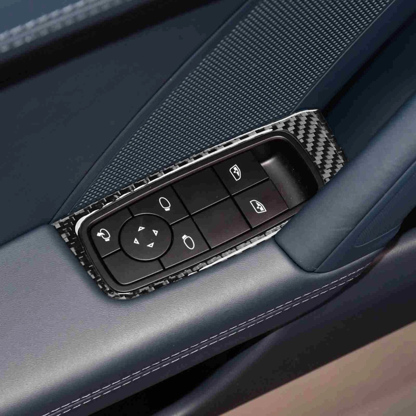 Soft Carbon Fiber Window Lift Switch Panel Trim for Porsche 911 992 2019-2023
