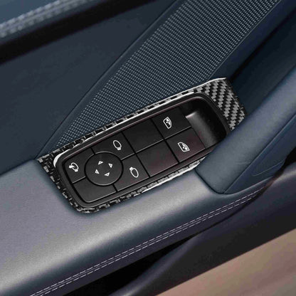 Soft Carbon Fiber Window Lift Switch Panel Trim for Porsche 911 992 2019-2023