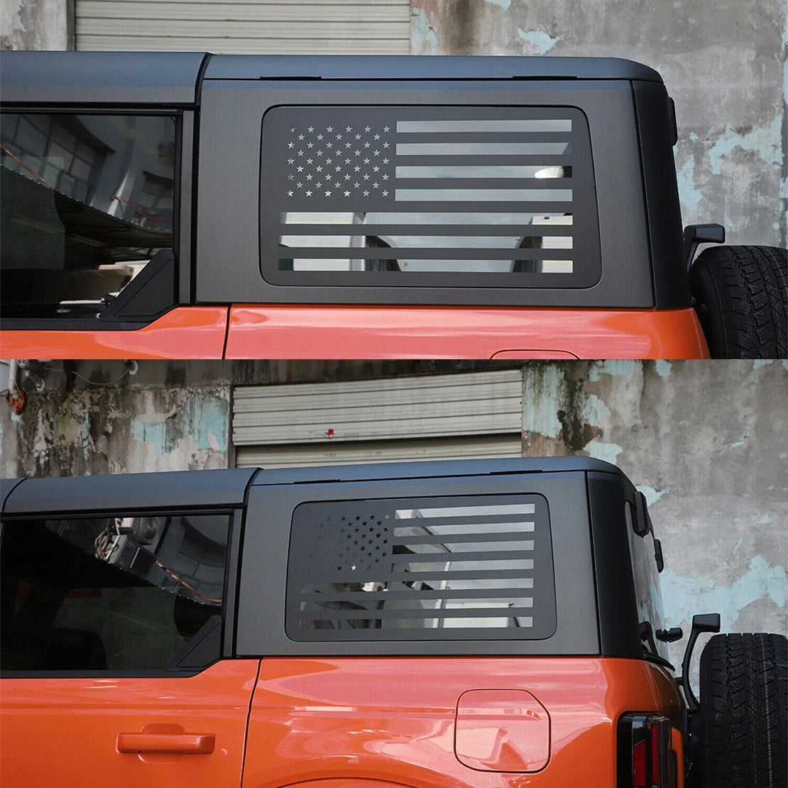Black Rear Window USA Flag Decals for Ford Bronco (2021-2023)