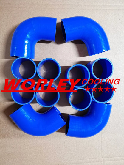 3" Aluminum Universal Intercooler Turbo Piping & Blue Hose T-Clamps for NSW