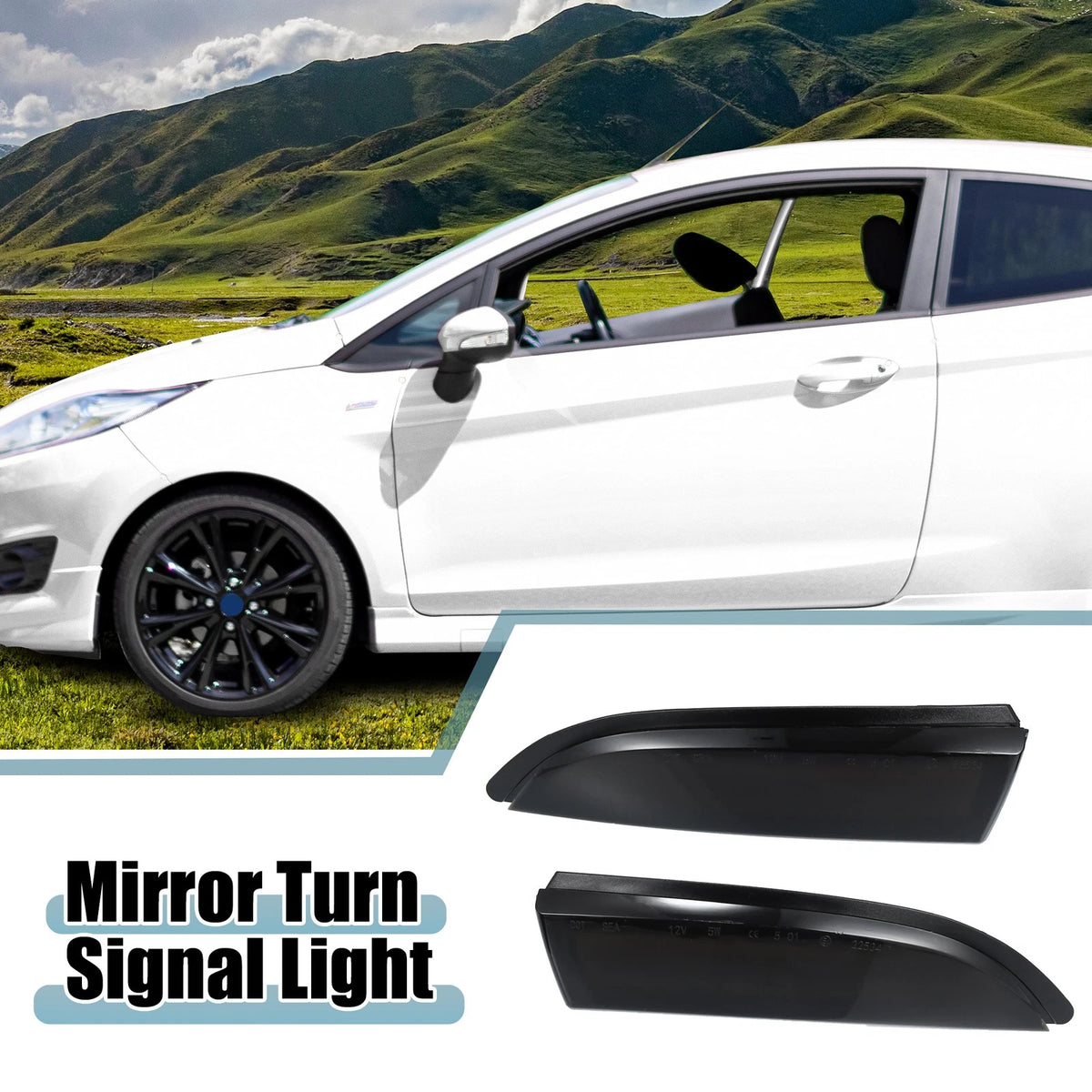 Mirror Turn Signal Light for Ford Fiesta (2011-2019) - Plastic Black 1 Pair