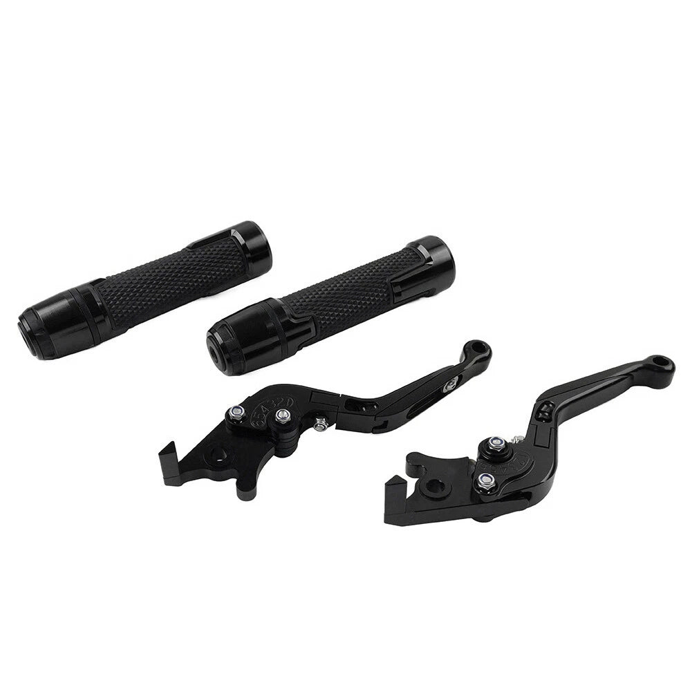 Black Extendable Brake Clutch Levers Grip Set for Kawasaki Z650 Z900 (2017-2023)